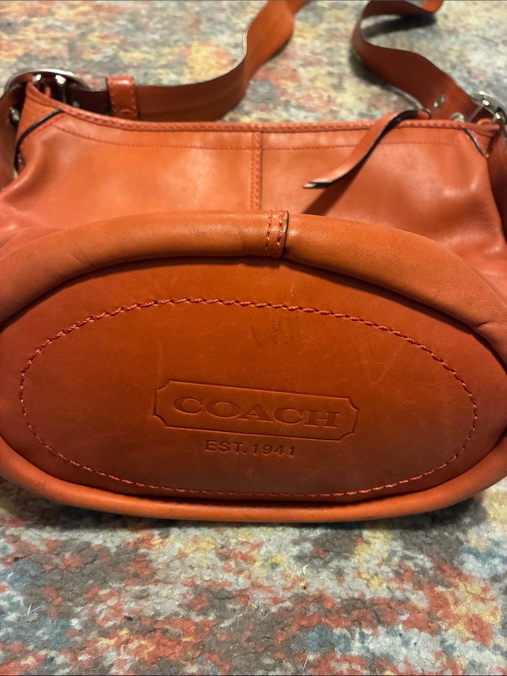 Coach F13353 MEDIUM Vintage Bleecker Rust Orange Leather Bucket Bag - Picture 2 of 10